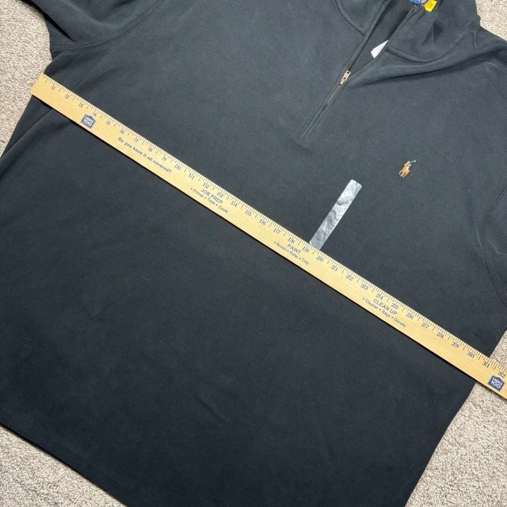 Polo Ralph Lauren Mens 3XLT Black Cotton Quarter Zip Pullover Mock Neck Sweater